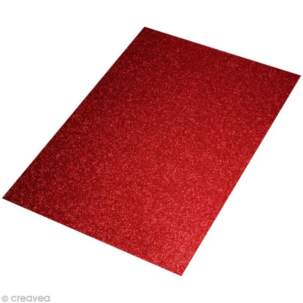 Carton mousse Crepla pailletée 2 mm - Rouge - 30 x 45 cm - Photo n°1