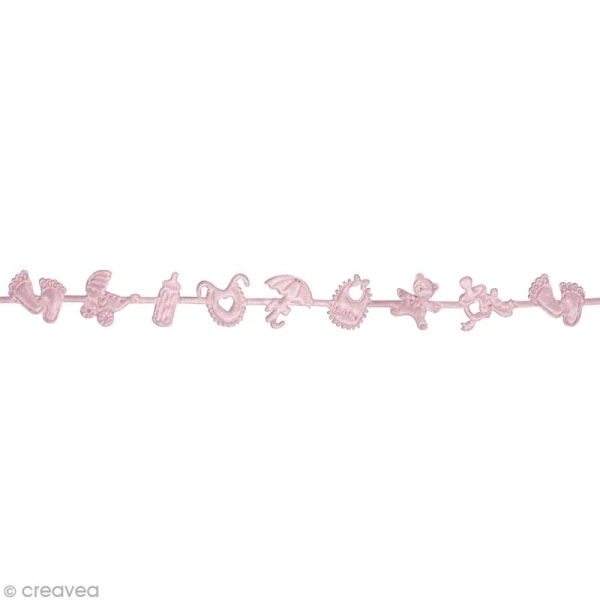 Ruban bébé en satin - rose layette - 1 cm x 4 m - Photo n°1