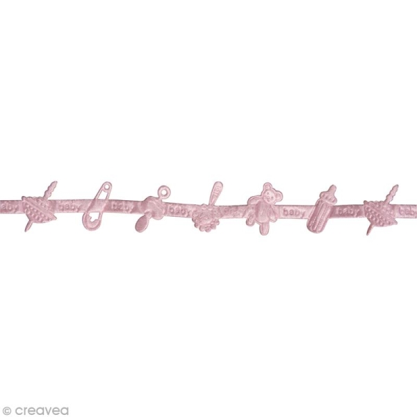 Ruban bébé en satin - rose layette 2 - 1 cm x 4 m - Photo n°1