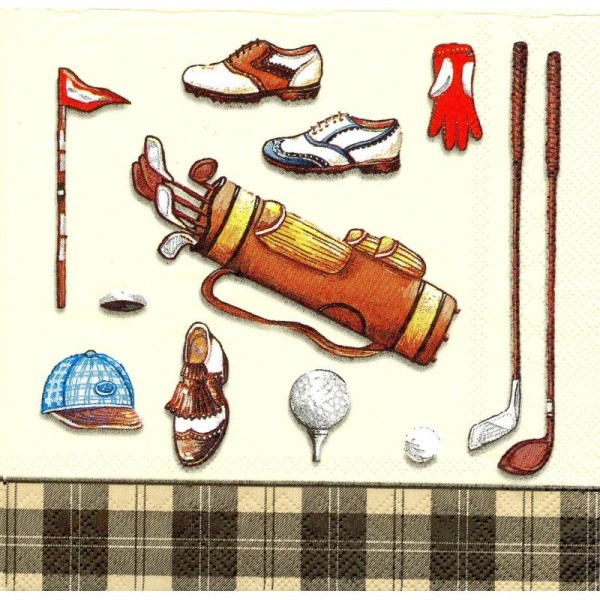 4 Serviettes en papier Golf Sport Sac Club Format Lunch - Photo n°1