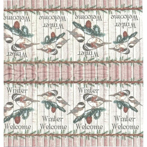 4 Mouchoirs en papier Oiseaux Hiver Paysage d'hiver Neige - Photo n°1