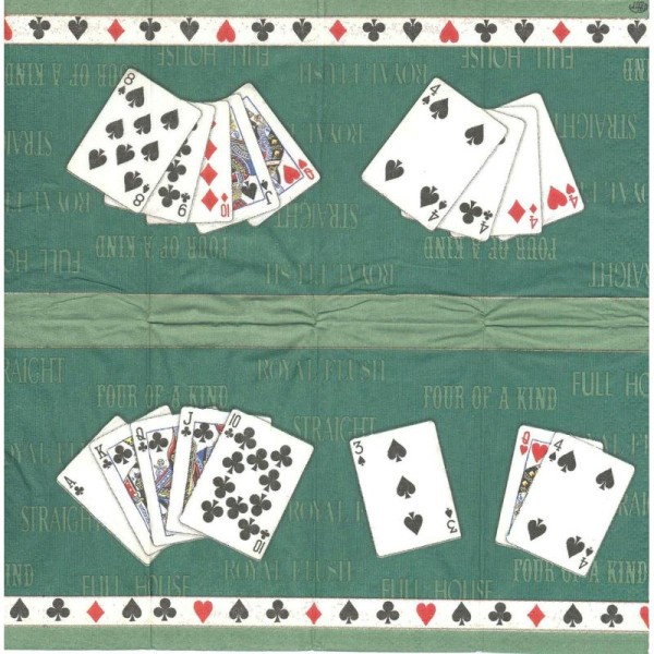 4 Mouchoirs en papier Jeu de cartes Pocker - Photo n°1