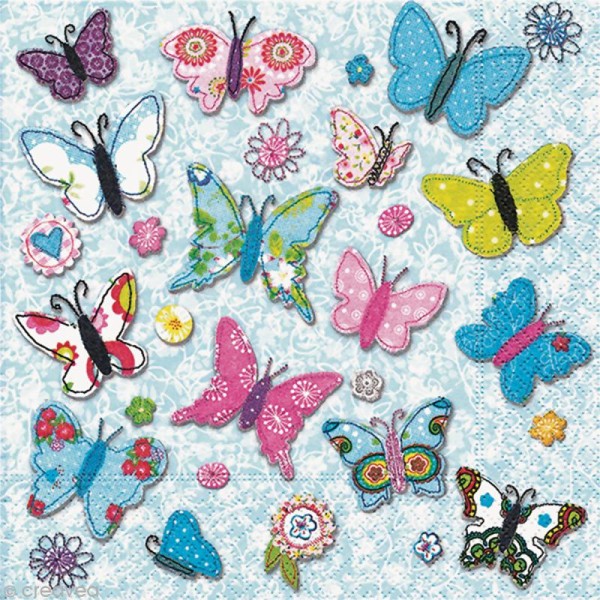 Serviette en papier papillons - 33 x 33 cm - Photo n°1