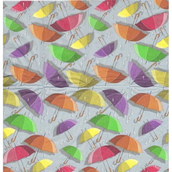 4 Mouchoirs en papier Parapluies multicolores - Photo n°1