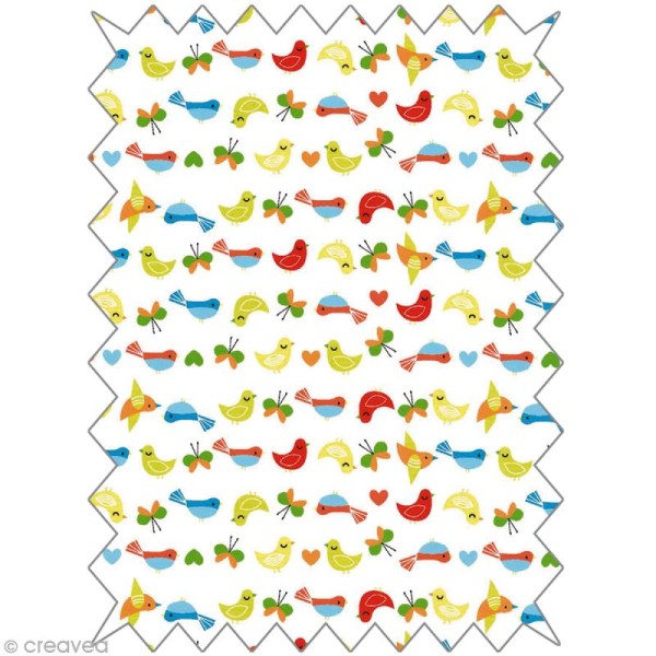 Coupon tissu parade d'oiseaux - 100 x 65 cm - Photo n°1