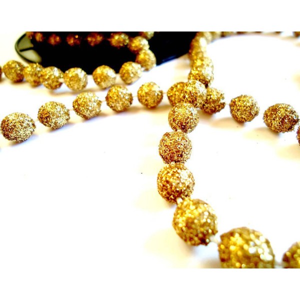 Guirlande de perles DOREES au mètre - décorations de nöel - Photo n°1