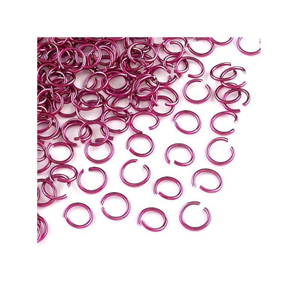 100 Anneaux De Jonction ouvert aluminium rose foncé 6mm - Photo n°1