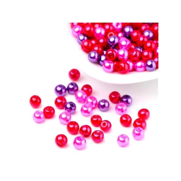 100 Perles Nacrée 4 mm Couleurs Différentes mixte glamour - Photo n°1