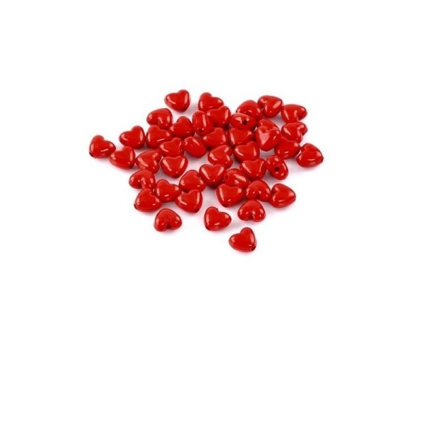 50 Perles intercalaire Acrylique Cœur Rouge glamour - Photo n°1