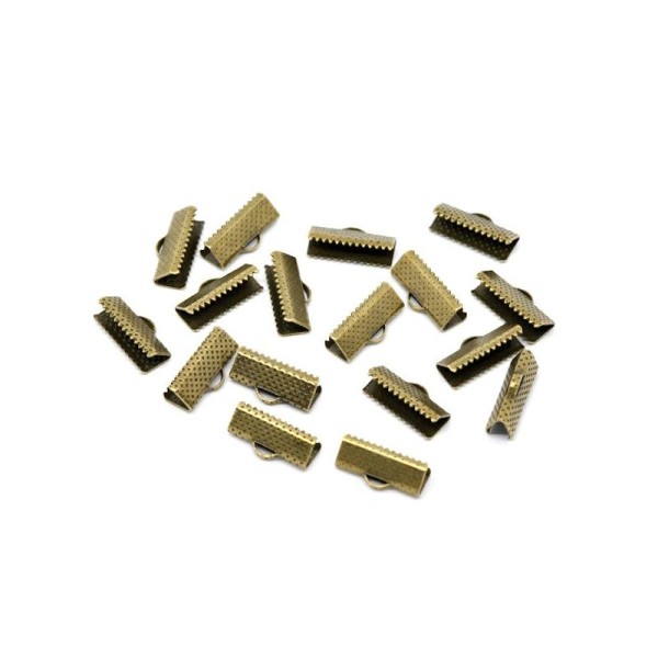 25 Fermoirs-embouts à griffe couleur bronze pour bracelets, fils, liberty 16 x 8 mm - Photo n°1
