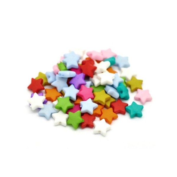 150 Perles forme étoile mixte- Diamètre 9 mm - Lot Multicolore - Photo n°1
