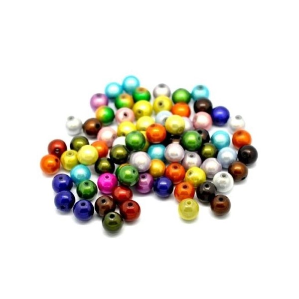 50 Mixte Perles Magique miracle Acrylique Multicolore Ronde 10 mm - Photo n°1