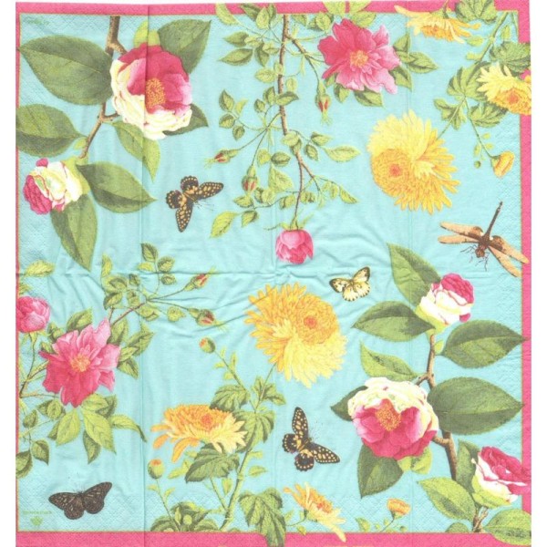 4 Mouchoirs en papier Fleurs papillon Jardin de Wintherthur - Photo n°1