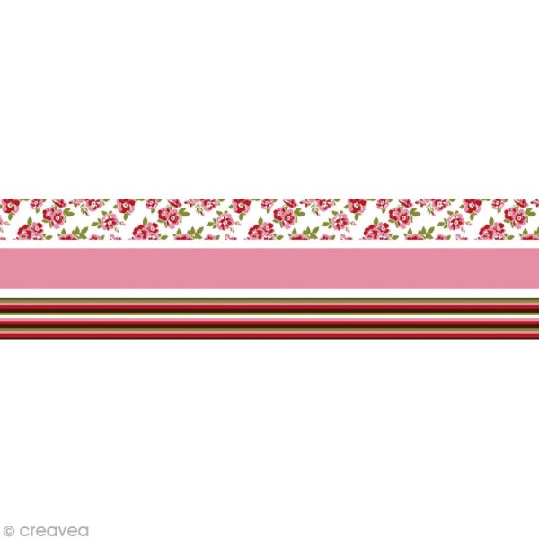 Fabric tape Kit - roses - 15 mm x 5 m - Photo n°2