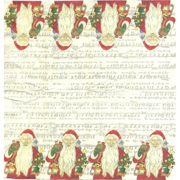 4 Mouchoirs en papier Chat de Noël Père Noël - Photo n°1