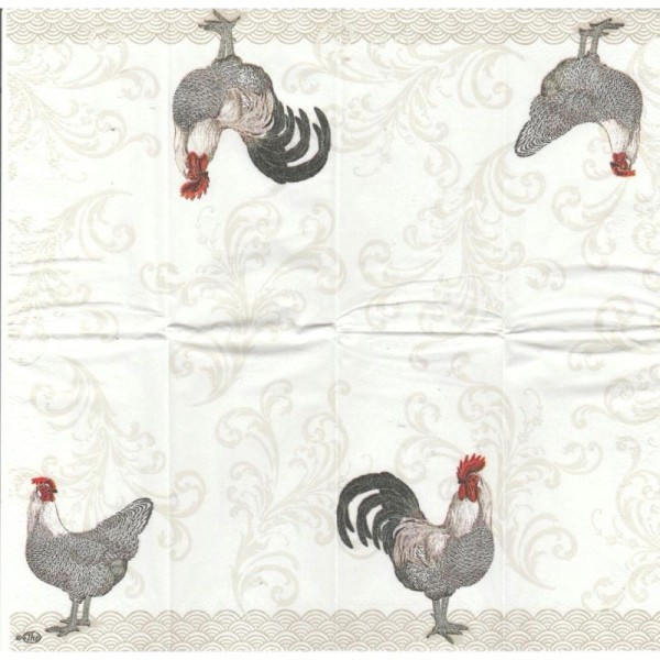 4 Mouchoirs en papier Coq Poule - Photo n°1