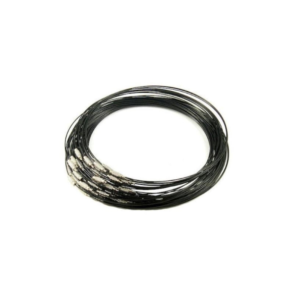 2 Colliers ras de cou tour fil métal câble à vis 44 cm couleur noir - Photo n°1