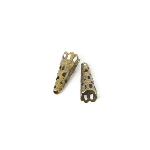 20 Perles coupelles longues cône bronze - Photo n°1