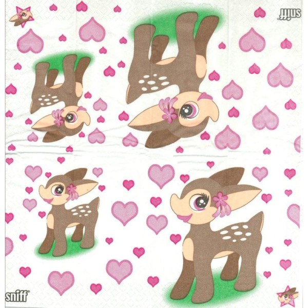 4 Mouchoirs en papier Faon Bambi - Photo n°1