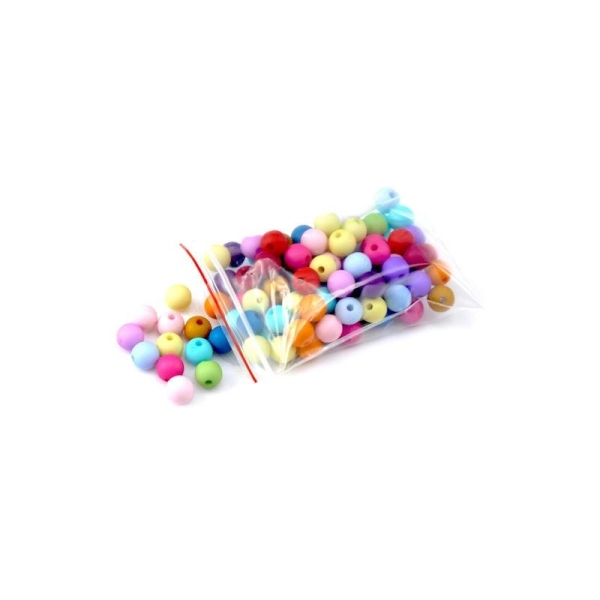 300 Perles ronde Acrylique multicolore 8 mm - Photo n°1