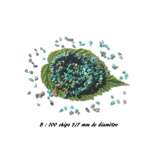 Chips Turquoise naturelle multicolore :  100 perles 5/7 MM de diamètre environ - Photo n°1