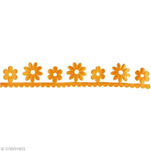 Ruban déco adhésif perforé - Fleurs oranges  - 3 cm x 2 m - Photo n°2