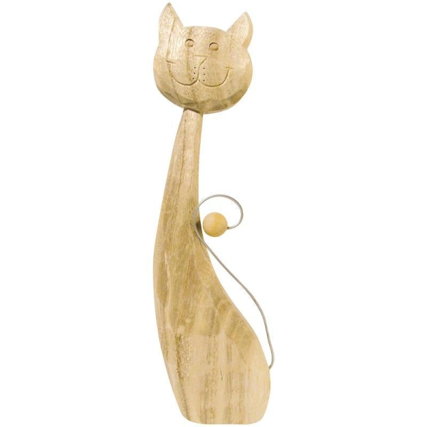 Chat en bois sculpté 26 cm - Photo n°1