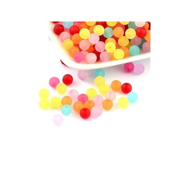 150 Perles lisse acryliques couleur multicolore reflet mat 6 mm - Photo n°1