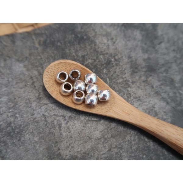 Perles intercalaires massives gros trou de 3 mm en métal argenté, 6x5 mm, 10 pcs - Photo n°5