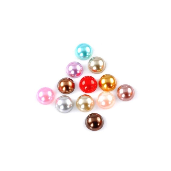 100 Cabochons demi-perle Rond mixte acrylique nacré 14 mm - Photo n°1