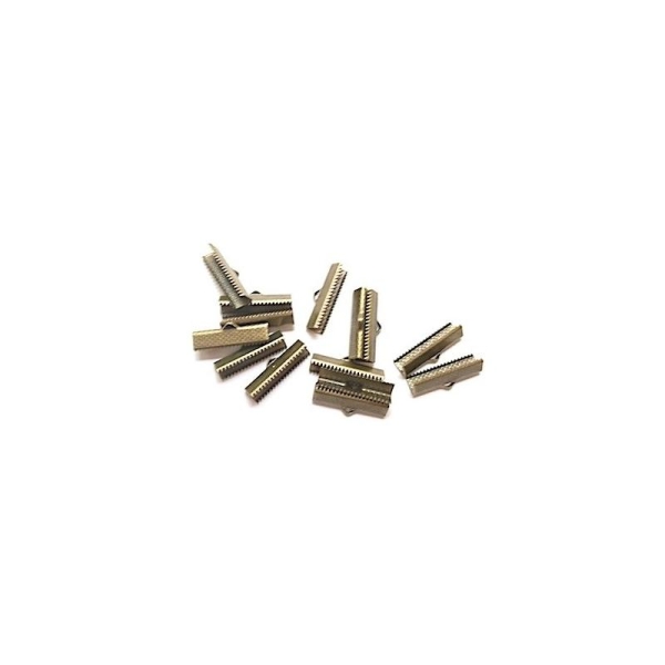 100 Attaches Embouts Griffe Ruban Couleur bronze 25mmx8mm - Photo n°1