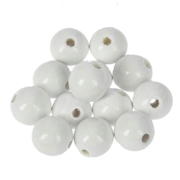 Lot de 18 Perles en bois de diamètre 14 mm, diam. de perçage 3 mm, au choix - Photo n°1