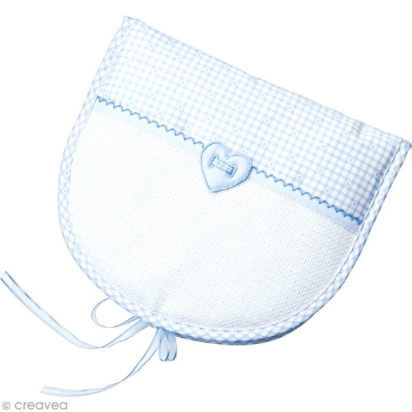 Pochette cadeau avec bavoir et serviette à broder - Bleu - 22 x 19 cm - Photo n°1