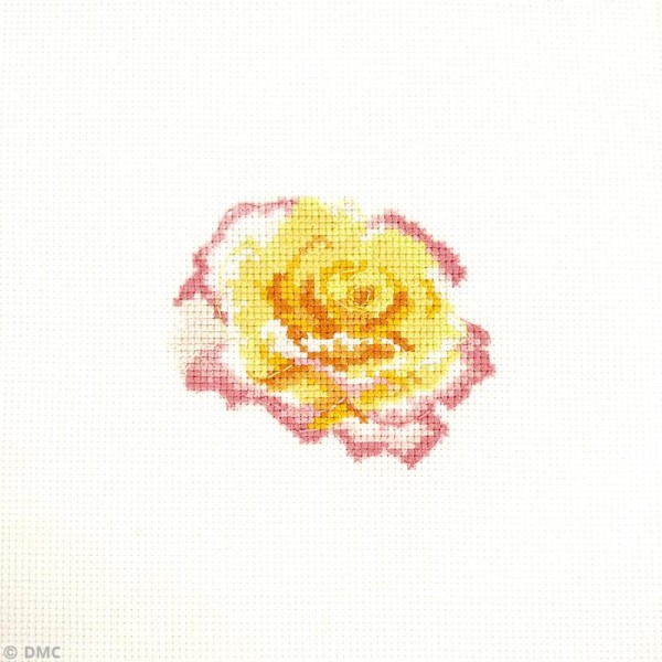 Mini kit point de croix Fleur - Rose jaune - 9 x 8 cm - Photo n°3