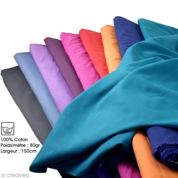 Tissu Frou Frou coton uni - Par 10 cm - Plusieurs coloris - Photo n°1
