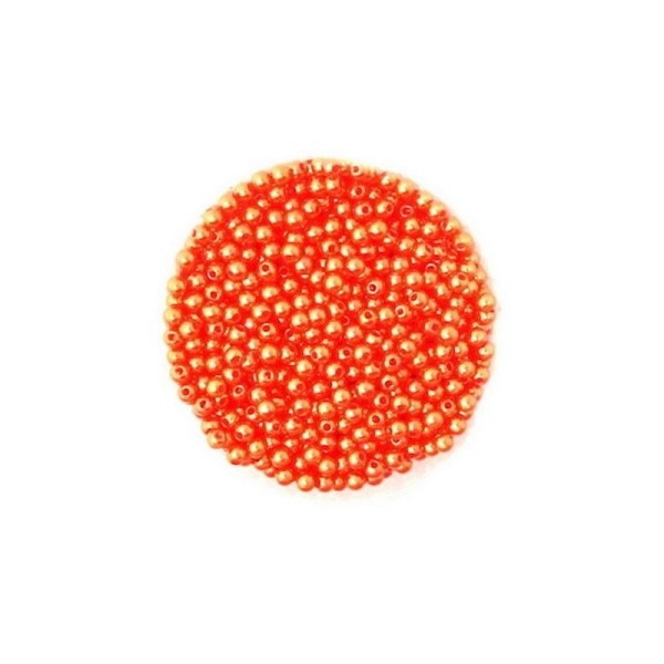 100 Perles ronde nacré acrylique orange 4 mm - Photo n°1