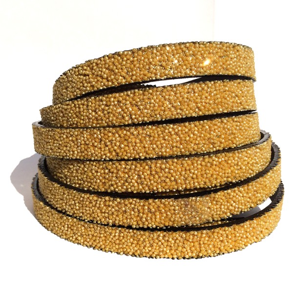 Cuir caviar 10 mm doré x 1 m - Photo n°1