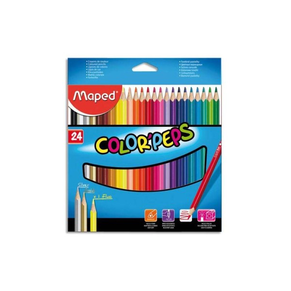 Crayon de couleur Maped COLORPEP'S. pochette de 24 Coloris assortis - Photo n°1