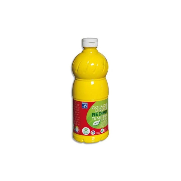 Gouache scolaire Color & Co flacon 1 litre liquide couleur jaune primaire - Photo n°1