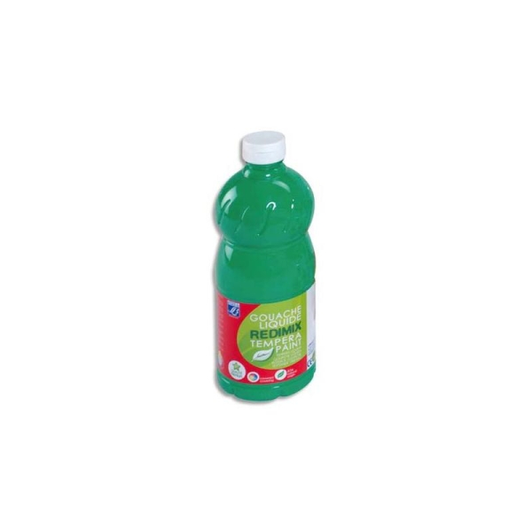 Gouache scolaire Color & Co flacon 1 litre liquide couleur vert franc - Photo n°1