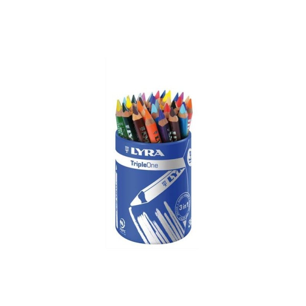 Crayon de couleur Lyra Triple One corps triangulaire couleurs assorties pot de 36 - Photo n°1