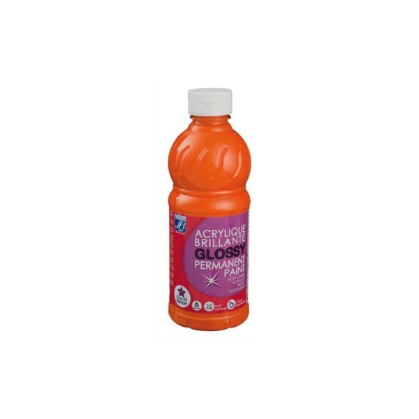Gouache acrylique Glossy Color & Co flacon de 500ml couleur orange - Photo n°1