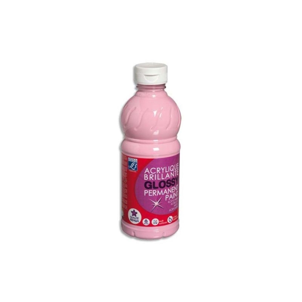 Gouache acrylique Glossy Color & Co flacon de 500ml couleur rose bonbon - Photo n°1