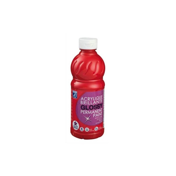 Gouache acrylique Glossy Color & Co flacon de 500ml couleur rouge vif - Photo n°1