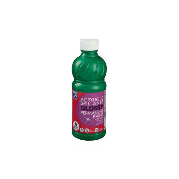 Gouache acrylique Glossy Color & Co flacon de 500ml couleur vert brillant - Photo n°1