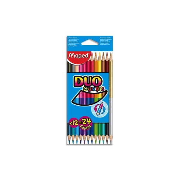 Crayon de couleurs Maped COLORPEP'S DUO. 1 crayon : 2 couleurs. pochette de 12 Coloris assortis - Photo n°1