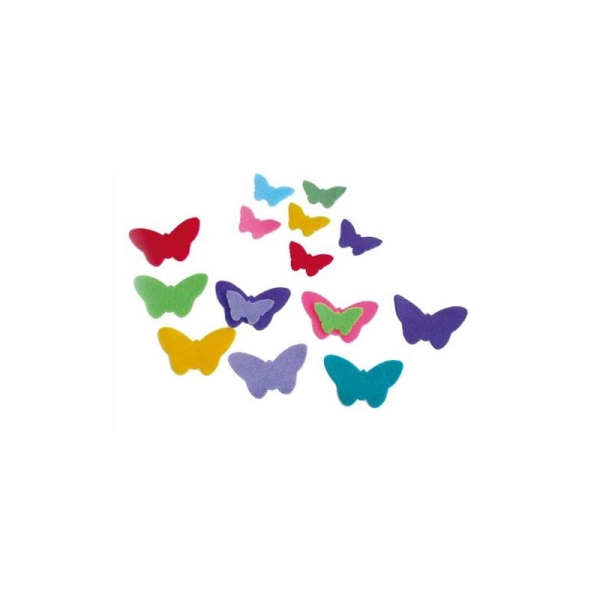 OZ INTERNATIONAL Lot de 150 formes adhésives en feutrine papillons assortis - Photo n°1