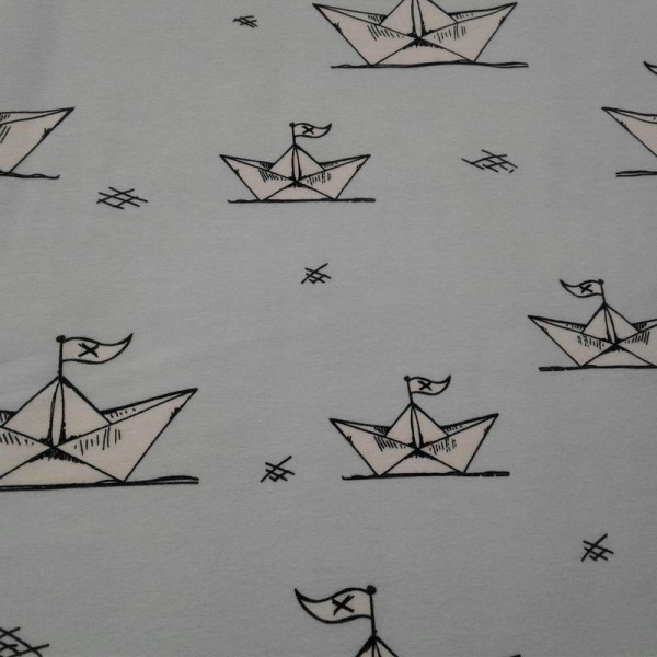 Tissu jersey bateau en papier - Photo n°1