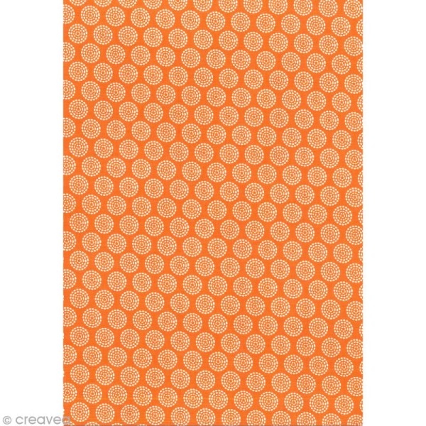 Daily like Orange et blanc - Ronds - Tissu adhésif A4 - Photo n°1