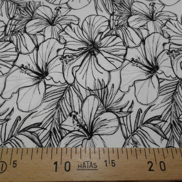 Tissu jersey fleur noire - Photo n°2